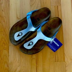 Birkenstock silver sandals size 7 new in box!